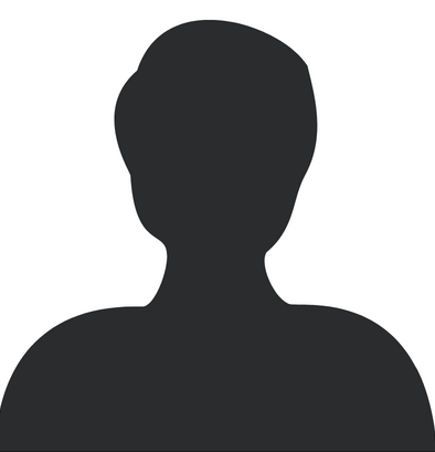 Black cameo shape of a person's head and shoulders.