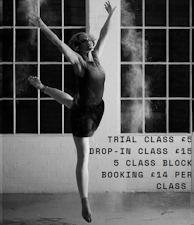 Atmospheric photo of a ballet dancer linking to class and contact details for Rhona's Monday evening adult ballet class at RWC