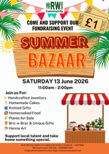 Summer Bazaar at RWC Sat 13 June 2026 11am-2pm £1 entry
