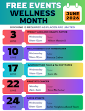 Link to poster for June Wellness month - free talks open to everyone