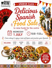 Link to poster for Fundraiser - Spanish food sale 1 July 2026 at Ruth Winston Centre