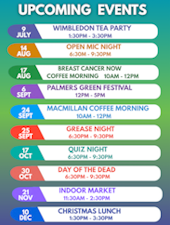 Link to list of events at Ruth Winston Centre up to Christmas 2026