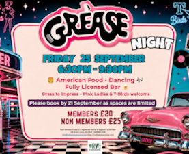 Link to the poster for Grease Night 25 Sep 2026 6.30-9.30pm at Ruth Winston Centre